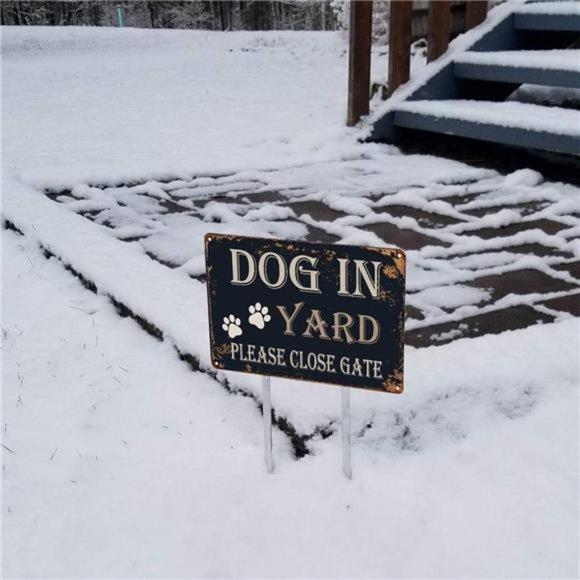 Dog in Yard Please Close Gate" Retro Vintage Metal Tin Signs - 8x12" - Picture 4 of 6